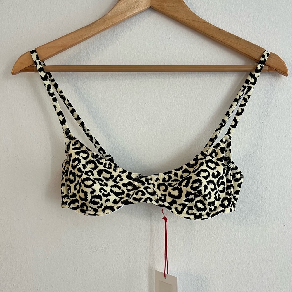NWT Solid & Striped Eva Leopard Print Bra Bikini Small Top Medium Bottom